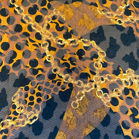 Vintage Animal Print and Chain Sheer Scarf - Picture 3 of 8